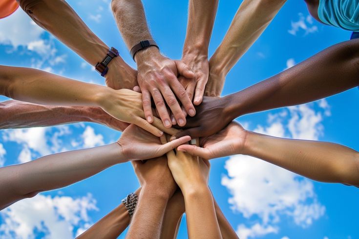 Volunteer group working together on community projects